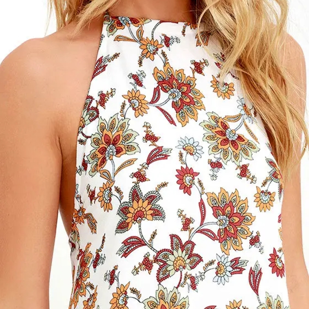 Harvest of Love Ivory Print Halter Dress - Picture 4 of 11
